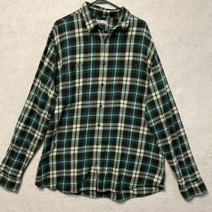 Sonoma Goods For Life Shirt Mens 3XLT Teal Plaid Flannel Button Down Long Sleeve